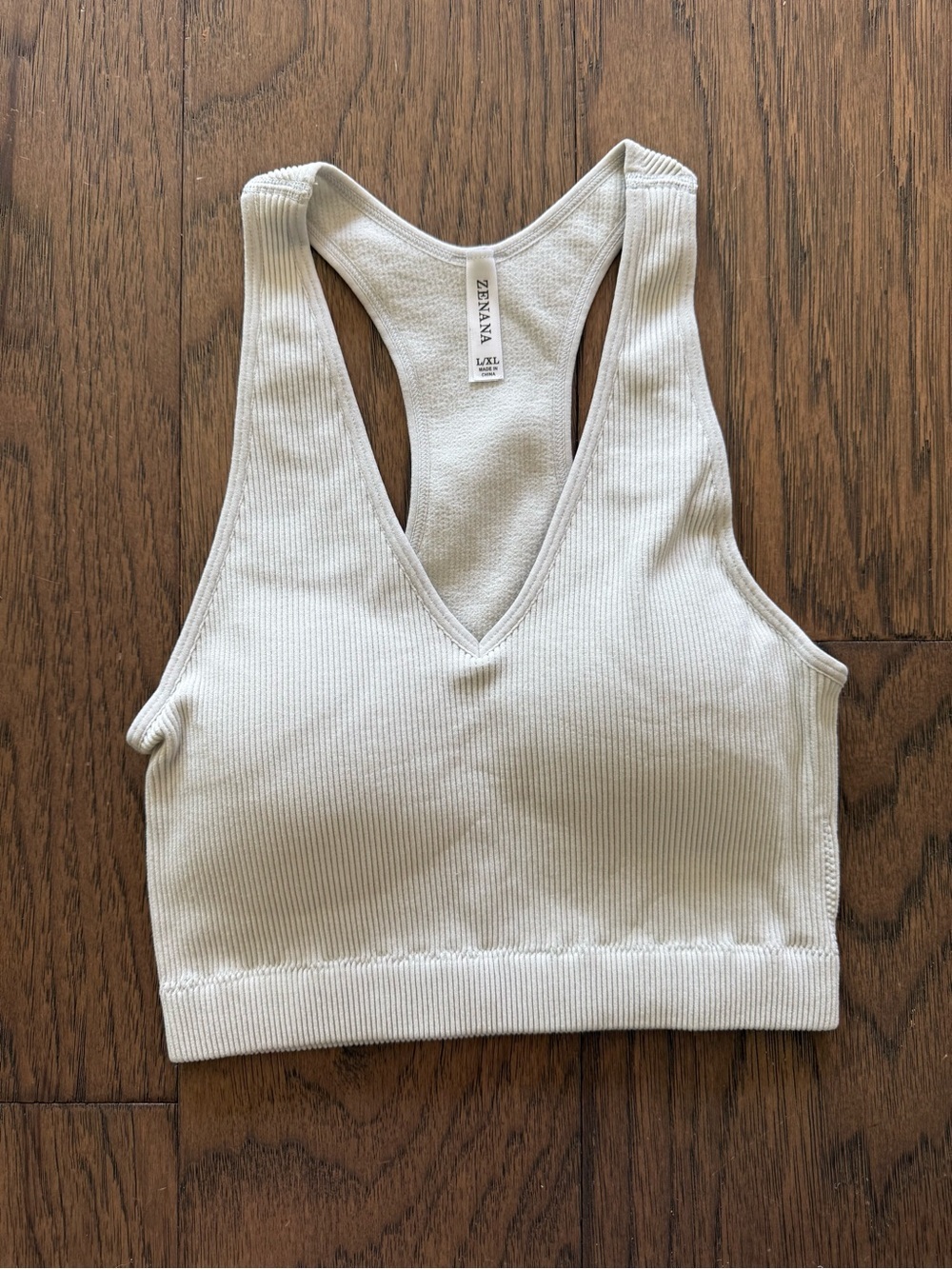 NEW Zenana Ribbed Crop Racerback Tank Top - Bone - Picture 4 of 10